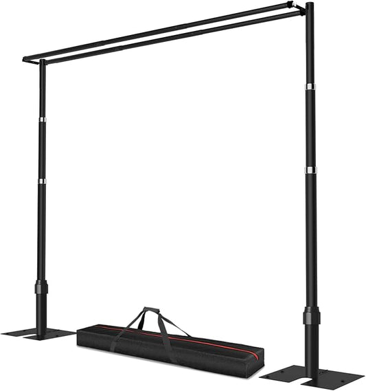 8.9x10ft Pipe and Drape Backdrop Stand, Double Crossbar, Heavy Duty Adjustable Background Frame with Metal Base for Parties Photography Wedding Photoshoot Decoration - Black
