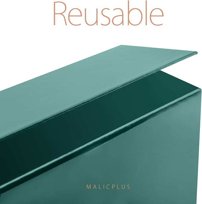 Christmas Large Gift Box with Lid 13.5x9x4.1 Inches, Green Groomsman Proposal Gift Box with Magnetic Closure for All Occasion (Glossy Green)