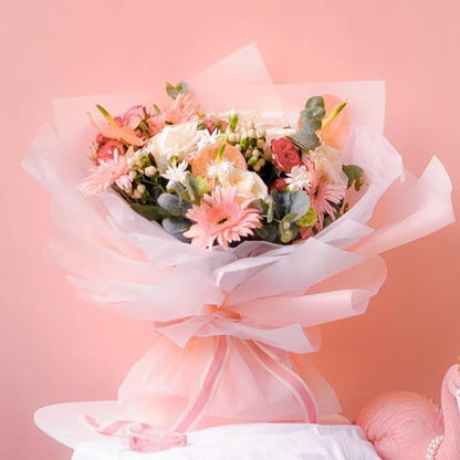 WRAPAHOLIC 20 Sheets Flower Wrapping Paper - 22.4 x 22.4 inch Pink Gradient Color Water-Resistant Floral Bouquet Wrapping Paper, Florist Supplies Packaging for Wedding Birthday Gift DIY