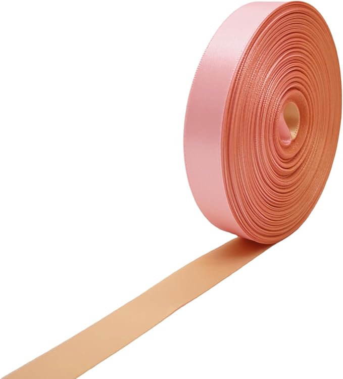 5/8 Ribbon, Light Pink & Champagne Two-Tone Double Faced Satin Ribbon for Gift Wrapping, Flower Bouquet, Bow, Hair, Wedding, DIY Crafts, Holiday Party Decorations, 30 Yards Total