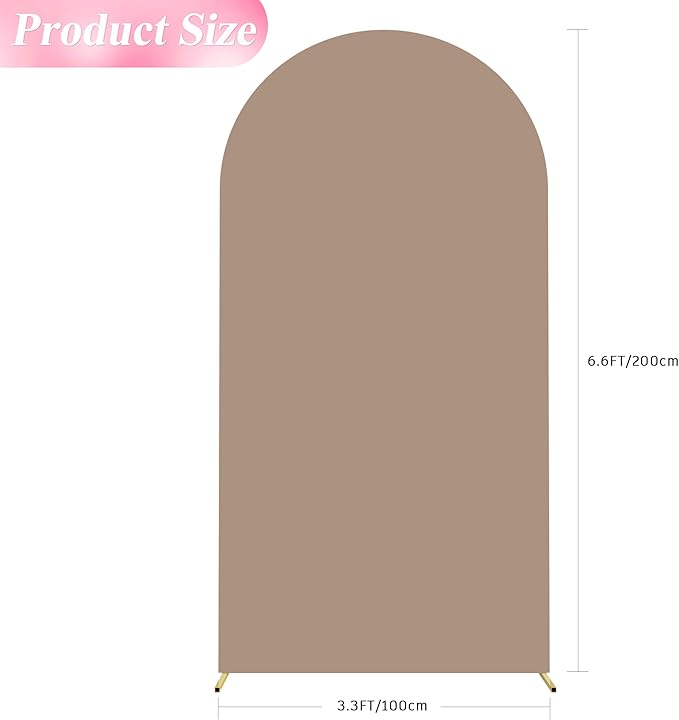Wokceer 6.6FT Wedding Arch Backdrop Cover Spandex Fitted Wedding Arch Stand Covers Round Top Nude Brown Chiara Backdrop Cover for Birthday Party Ceremony Banquet Decoration