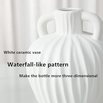 Anding Large Ceramic Rustic Vase 6 inch Minimalist Decorative Farmhouse Tall Vase for Home Decor Living Room Shelf Decor Enterway Wedding Table DecorationWhite(A357White)