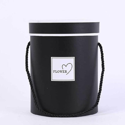 AZIDWERYQ Round Flower Paper Boxes Hat Box Flower Packaging Paper Bag with Lid Candy Party Wedding Supply for Gifts Black