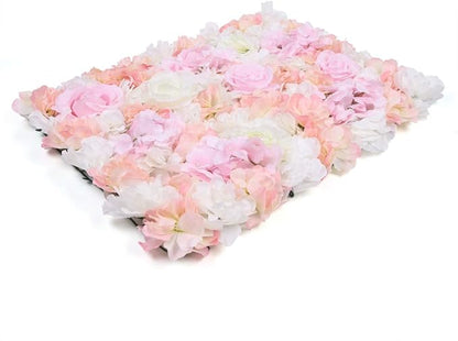 4Pcs 23.62"x 15.74" Artificial Flower Wall Panels,Flower Wall Mat Silk Flower Panels for Outdoor Garden Backyard Fence Fence Privacy Screen and Indoor Wall Decor(Light Pink,4Pcs)