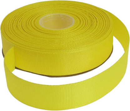 Solid Grosgrain Ribbon 25 Yard Each Roll 100% Polyester Woven Edge (3/4", Yellow)