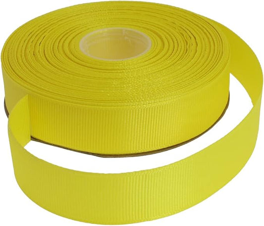Solid Grosgrain Ribbon 25 Yard Each Roll 100% Polyester Woven Edge (1", Yellow)