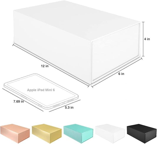Gift Boxes White with Magnetic Closure Lid 12" X 6" X 4" Gift Boxe for Presents,Luxury for Gift Packaging, Bridesmaid Gifts Box, Magnetic Gift Boxe for Gifts, Cute Boxes,Birthday Gift Box,Christmas Gift Boxes(5PCS)