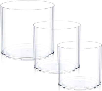 JYPS Clear Vase Set of 3, Polycarbonate, Round, Transparent, Wide Mouth, 6 inches, Ideal for Wedding Decor, Flowers, Bedroom, Living Room, Bathroom, Break Resistant