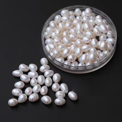 50 Pcs 8-9mm No-Holes Fresh Water Pearls Beads AAA for Jewelry Making Real Freshwater Cultured Pearls Oval Pearl Beads Jewelry Production, Handicraft Production, for Manza