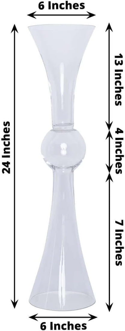 Efavormart 4 Pack | 24" Tall Clear Reversible Latour Trumpet Glass Vases for Wedding Decoration