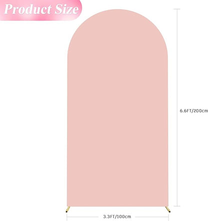 Wokceer 6.6FT Wedding Arch Backdrop Cover Spandex Fitted Wedding Arch Stand Covers Round Top Chiara Backdrop Cover for Birthday Party Ceremony Banquet Decoration Pale Pink