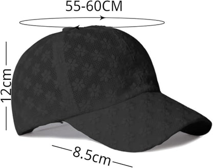 Women's Lace Flower Baseball Cap, Adjustable Hollow Design Summer Sun Hat, Breathable for Casual Outfits Daily Sun Protection
