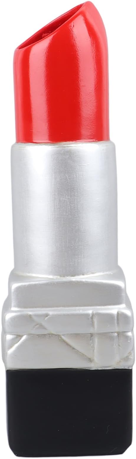 Creative Lipstick Shape Vase, Modern Flowers Pot Unique Vase Beautiful Resin Exquisite Realistic Lipstick Shape Decorative Vase for Book Shop Coffee Shop (Silver)