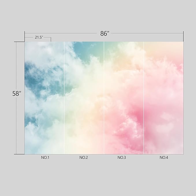 Colorful Cloud Wallpaper Peel and Stick Wall Mural for Bedroom Living Room - 58"x86"