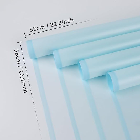 FUHITIM 20 Sheets Flower Wrapping Paper - Waterproof Floral Bouquet Packaging Paper for DIY Crafts，Florist Supplies Packaging Paper for Wedding Birthday Gift (Translucent Light Blue)