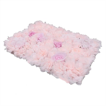 16"x 24" Artificial Flower Wall Panels,Flower Wall Mat Silk Flower Panels for Outdoor Garden Backyard Fence Fence Privacy Screen and Indoor Wall Decor (4Pcs Rose+Light Pink+Champagne)