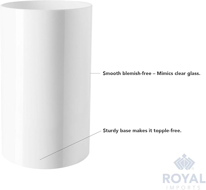 Royal Imports Flower Acrylic Vases Cylinders - Decorative Centerpiece Display for Home or Wedding - Non Breakable Plastic, 5X8 - White