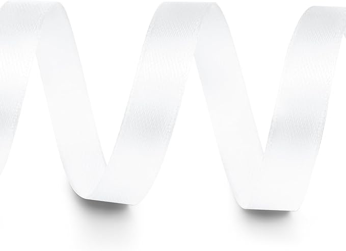3/8" x 50 Yards Satin Ribbon - White Silk Ribbon with Spool - Ideal for Gift Wrapping, Floral Bouquets, Crafts, Wedding Party Decorations, Christmas and Sewing Projects