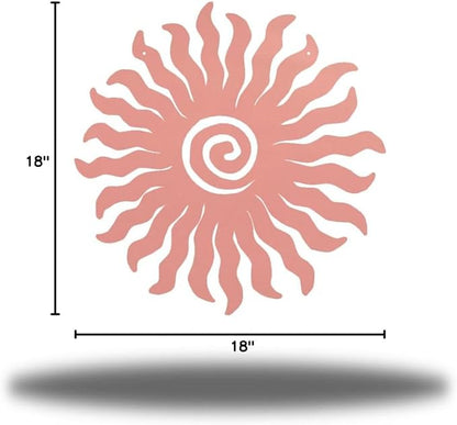 Riverside Designs Sunburst Metal Wall Art Steel Outdoor Decor - Heavy-Duty and Waterproof - Made in USA (18", Pink)