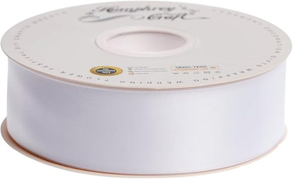 Humphrey's Craft 1-1/2 Inch Double Faced Satin Ribbon - Continuous 50 Yards, White Thick Satin Ribbon for Crafts, Gift Wrapping, Decoration Christmas Tree, Bridal Bouquet,Wedding,DIY Bows,Sewing Hat.
