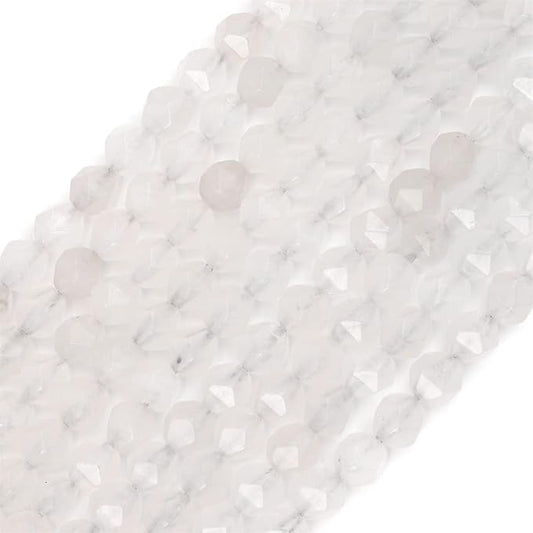 Faceted Natural White Agate Stone Round Beads 8mm 36cm/Strand for Jewelry Making