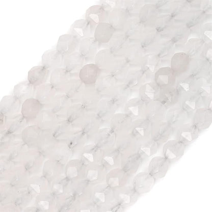 Faceted Natural White Agate Stone Round Beads 10mm 36cm/Strand for Jewelry Making