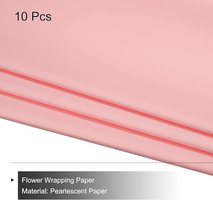 MECCANIXITY 10 Pcs Flower Wrapping Paper 22.8x22.8 Inch Waterproof Florists Wrapping Paper for Florist Bouquet Supplies, DIY Crafts, Gift/Gift Box Packaging Red Pink