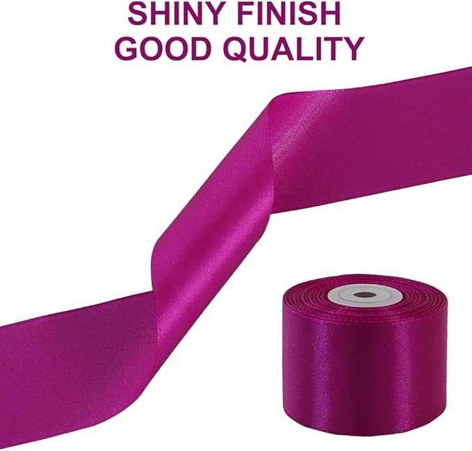 TONIFUL 2 Inch x 25 Yards Wide Purple Violet Satin Ribbon Solid Fabric Ribbons Roll for Valentine's Day Crafts Gift Wrapping Invitation Cards Floral Hair Bows Sewing Party Wedding Car Decoration