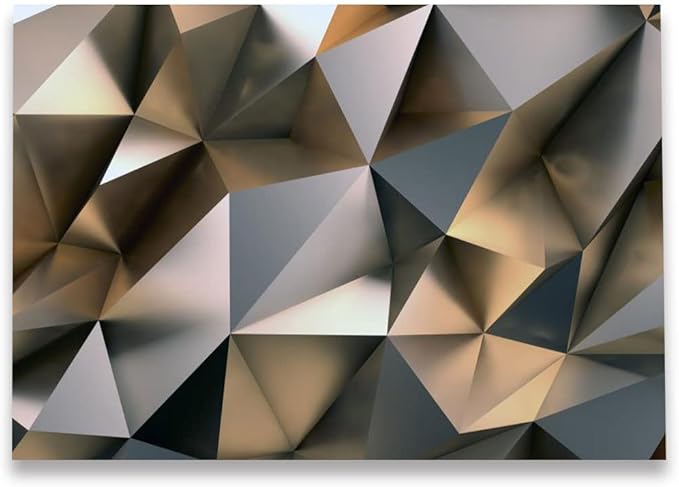 Cliouar-Metal Polygon Geometry Wall Mural Wallpaper for Bedroom Living Room 182" x 122" (Not Self Adhesive)