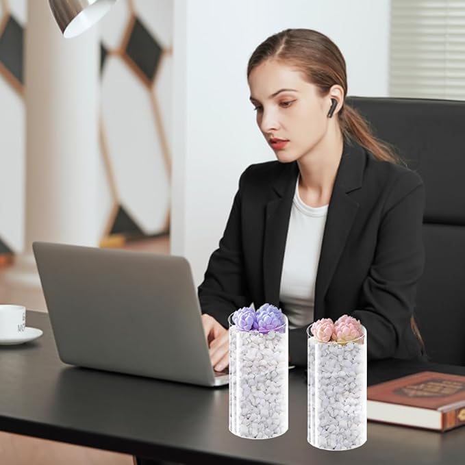 12 Pack Plastic Cylinder Vases, 4 6 8 10 Inch Tall Acrylic Cylinder Clear Flower Vase Set Bulk Glass Like Large Round Plastic Vases for Centerpiece Wedding Home Office (12)