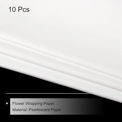 MECCANIXITY 10 Pcs Flower Wrapping Paper 22.8x22.8 Inch Waterproof Florists Wrapping Paper for Florist Bouquet Supplies, DIY Crafts, Gift/Gift Box Packaging White