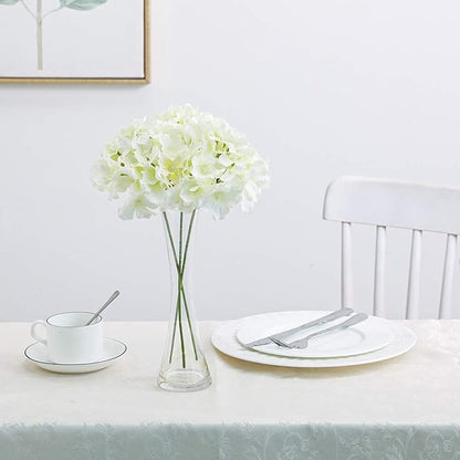 Fake White Hydrangea Artificial Flowers - Faux Silk Hydrangeas Flowers Heads with Stems Real Touch for Home Wedding Party Table Decor(CreamWhite,Pack of 10)