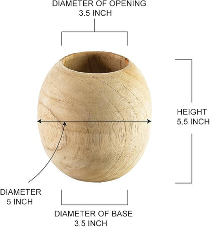 Serene Spaces Living Teak Essence Vase - Handcrafted Natural Wood Vase, Perfect for Artificial, Dried, and Fresh Flowers, Unique Rustic Decor Piece for Home or Office, Gift Idea (Small - Pack of 1)