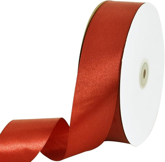 TONIFUL 1-1/2 Inch (40mm) x 100 Yards Rust Wide Satin Ribbon Solid Fabric Ribbon for Gift Wrapping Chair Sash Valentine's Day Wedding Birthday Party Decoration Hair Floral Craft Sewing