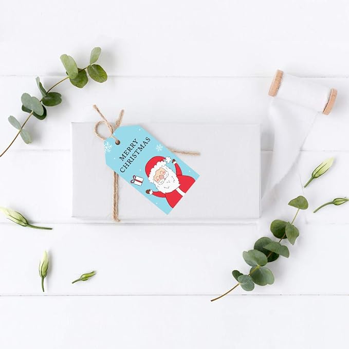 Andaz Press Christmas Holiday Season Classic Gift Tags, Merry Christmas to from Classic Favor Tags, Happy Santa Claus Design, for Holiday Events, Parties, and Favors, 60-Pack