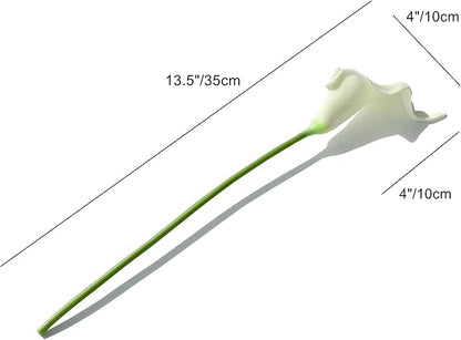 Mandy's PU Cream Calla Lily Artificial Flowers 20 Stems 13.5in Faux Realistic Centerpiece for Thanksgiving and Christmas Decorations DIY Bridal Bouquet Home Décor