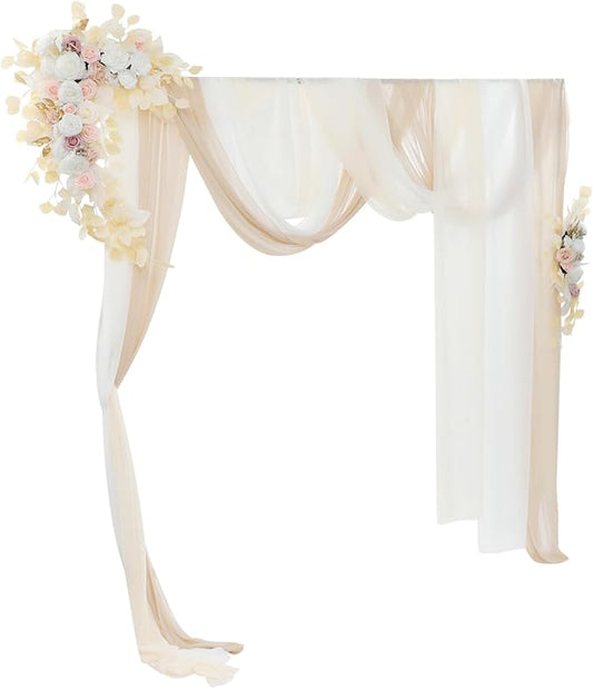 Artificial Wedding Arch Flowers Kit (Pack of 5),2pcs Artificial Hanging Flower Arch Decor,for Wedding Ceremony Arbor Reception Backdrop Rose Floral Party Outdoor Decoration White Champagne