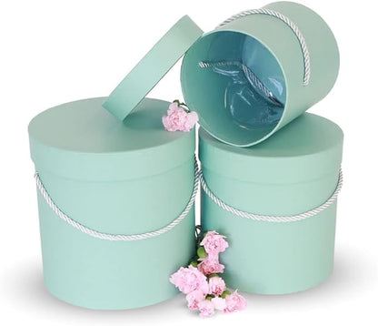 UNIKPACKAGING Premium Quality Round Flower Box, Gift Boxes for Luxury Flower and Gift Arrangements, Set of 3 pcs (Tiffany)