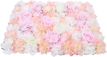10Pcs 23.62"x 15.74" Artificial Flower Wall Panels,Flower Wall Mat Silk Flower Panels for Outdoor Garden Backyard Fence Fence Privacy Screen and Indoor Wall Decor(Light Pink,10Pcs)