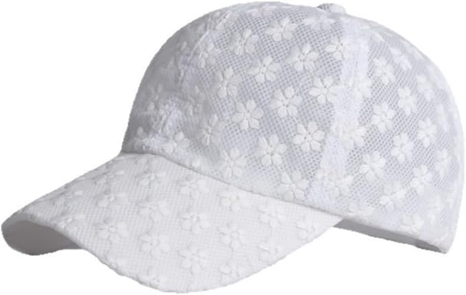 Women's Lace Flower Baseball Cap, Adjustable Hollow Design Summer Sun Hat, Breathable for Casual Outfits Daily Sun Protection