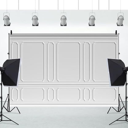 AOFOTO 12x8ft Room Photo Backdrop White Living Room French Classic Frame Wall Photography Background Office Video Conference Meeting Background Adult Children Portrait Photoshoot Backdrop