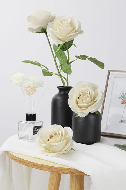 12pcs Roses Artificial Flowers Beige Silk Roses with Long Stems Fake Flowers for Wedding Bouquet Centerpices Decorations Party Bridal Baby Shower Home Decor