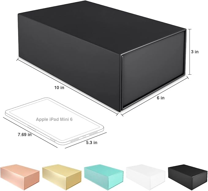 Gift Boxes Black with Magnetic Closure Lid 10" X 6" X 3" Gift Boxes for Presents,Luxury for Gift Packaging, Bridesmaid Gifts Box,Birthday Gift Box,Christmas Gift Box(5PCS)