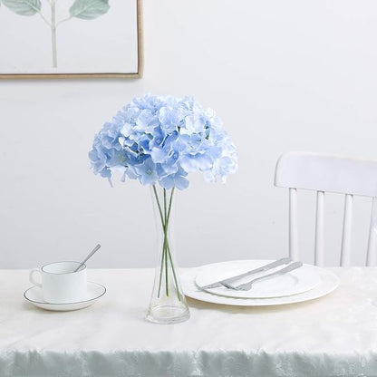 Fake Blue Hydrangea Artificial Flowers - Faux Silk Hydrangeas Flowers Heads with Stems Real Touch for Home Wedding Party Table Decor(Blue,Pack of 10)