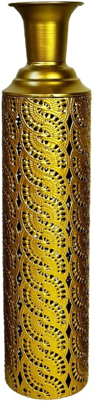 Leewadee Set of 3 Large Floor Vases – Decorative Tall Metal Vases in Gold (30/24/20 inches) – Elegant Home Decor for Stylish Interiors