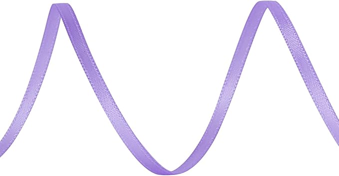 LIUYAXI Light Purple Double Faced Satin Ribbon, 1/8" X Continuous 100 Yards, Thin Ribbons Perfect for Gift Wrapping Wedding Invitation Card Hair Bows Tag Floral Arrangement DIY Craft