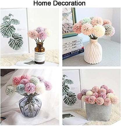 20Pcs Artificial Fake Flower Plants Silk Chrysanthemum Ball Hydrangea Arrangements Wedding Bouquets Decor Home Kitchen Garden Party Table Floral Centerpieces DIY (Black&Grey)