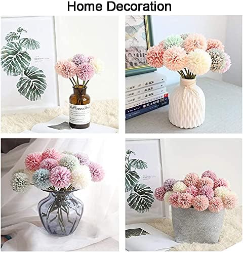 20Pcs Artificial Fake Flower Plants Silk Chrysanthemum Ball Hydrangea Arrangements Wedding Bouquets Decor Home Kitchen Garden Party Table Floral Centerpieces DIY (Red&Black)