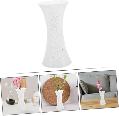 Angoily 3pcs Minimalist Plastic Flower Vases White Nordic Style Compact Lightweight Decorative Floral Arrangement Holders for Home Office Table Centerpiece Hydroponic Display
