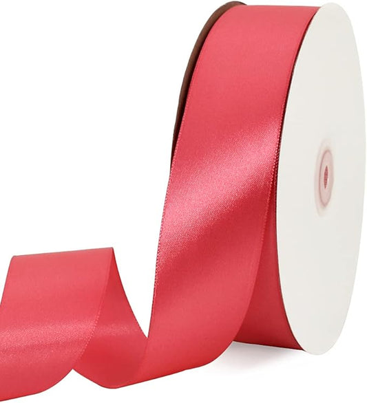 TONIFUL 1-1/2 Inch (40mm) x 100 Yards Peach Pink Wide Satin Ribbon Solid Fabric Ribbon for Gift Wrapping Chair Sash Valentine's Day Wedding Birthday Party Decoration Hair Floral Craft Sewing